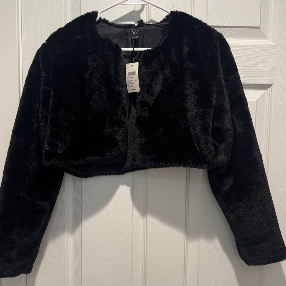 Windsor Black Faux Fur Cropped Jacket